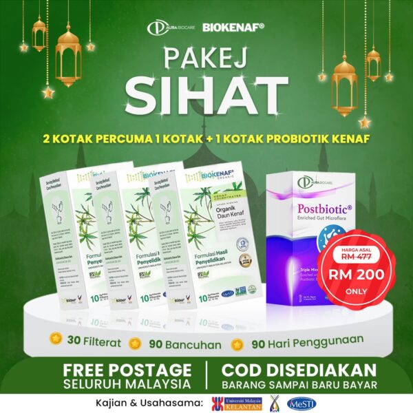 Pakej Sihat (3 Kotak Biokenaf) Free 1 PROBIOTIK